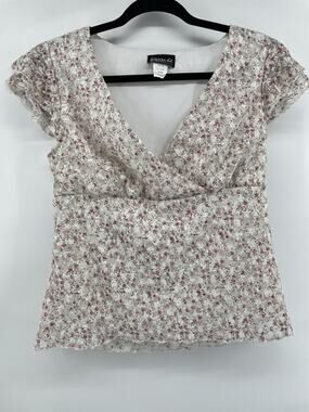 b.i.y.a.y.c.d.a. Women’s Size L Baby Doll Top Lace Floral Lined Blouse V-Neck